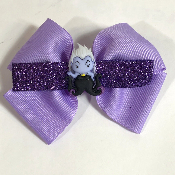 Hair Clip Barrette Lot Disney Ribbon Bow Trendy Coquette Ursula Minnie Mickey - Picture 2 of 10